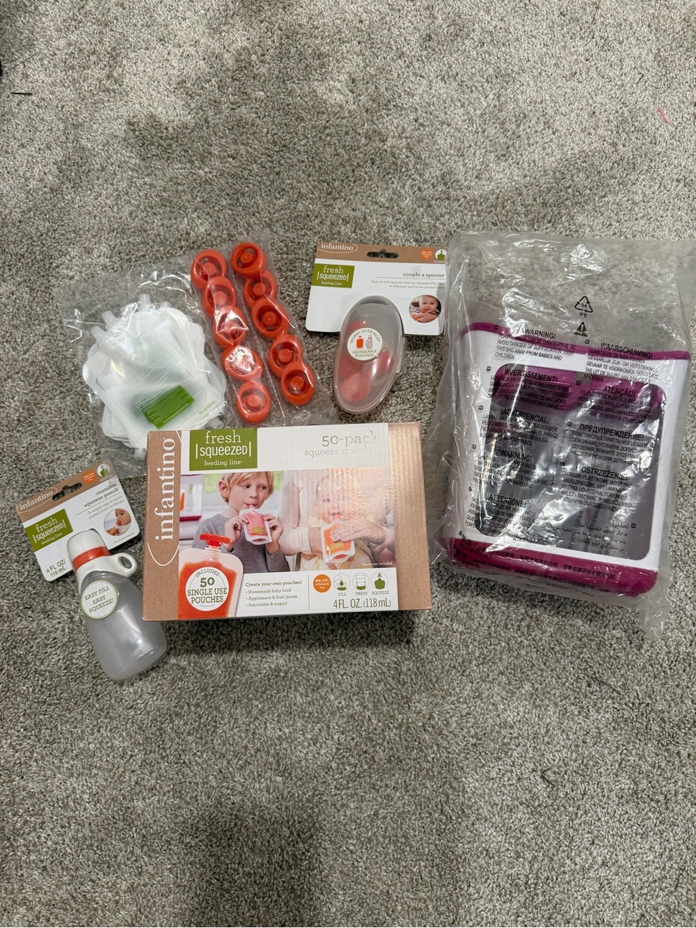 Infantino Fresh Squeezed Reusable Baby Food Pouches Making Kit